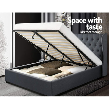 Artiss Bed Frame Queen Size Gas Lift Charcoal ISSA.
