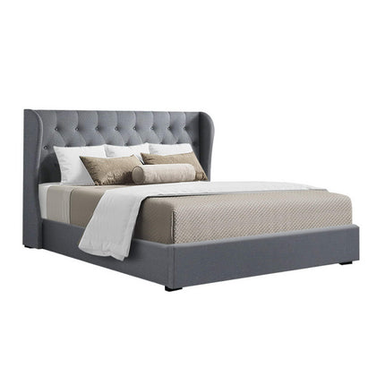 Artiss Bed Frame Queen Size Gas Lift Grey ISSA.