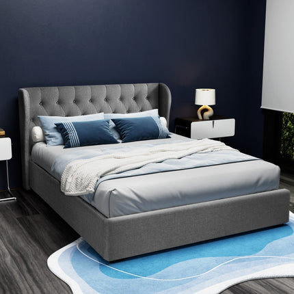 Artiss Bed Frame Queen Size Gas Lift Grey ISSA.