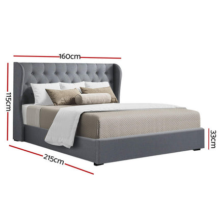 Artiss Bed Frame Queen Size Gas Lift Grey ISSA.