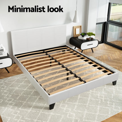 Artiss Bed Frame Double Size White NEO.