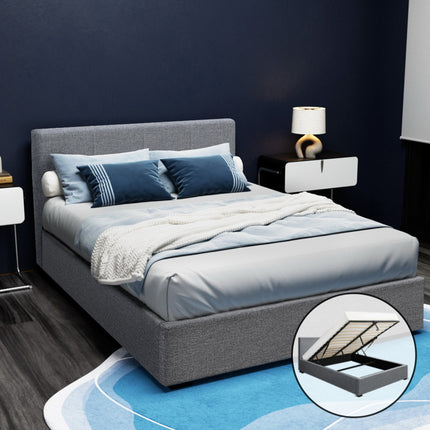 Artiss Bed Frame Double Size Gas Lift Grey NINO.
