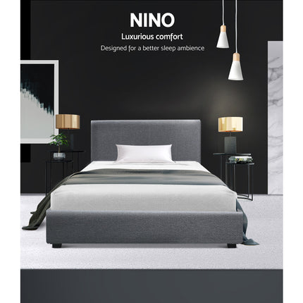 Artiss Bed Frame King Single Size Gas Lift Grey NINO.