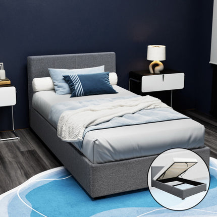 Artiss Bed Frame King Single Size Gas Lift Grey NINO.