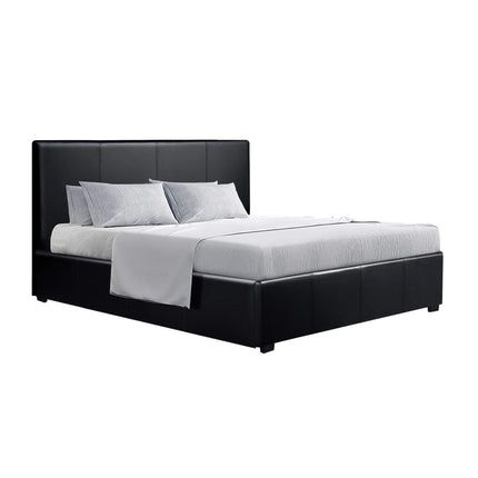 Artiss Bed Frame Queen Size Gas Lift Black NINO.