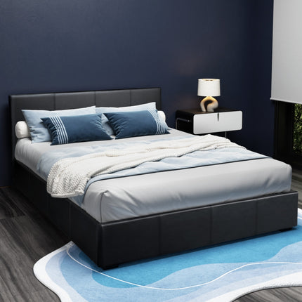 Artiss Bed Frame Queen Size Gas Lift Black NINO.