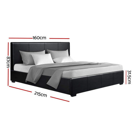 Artiss Bed Frame Queen Size Gas Lift Black NINO.