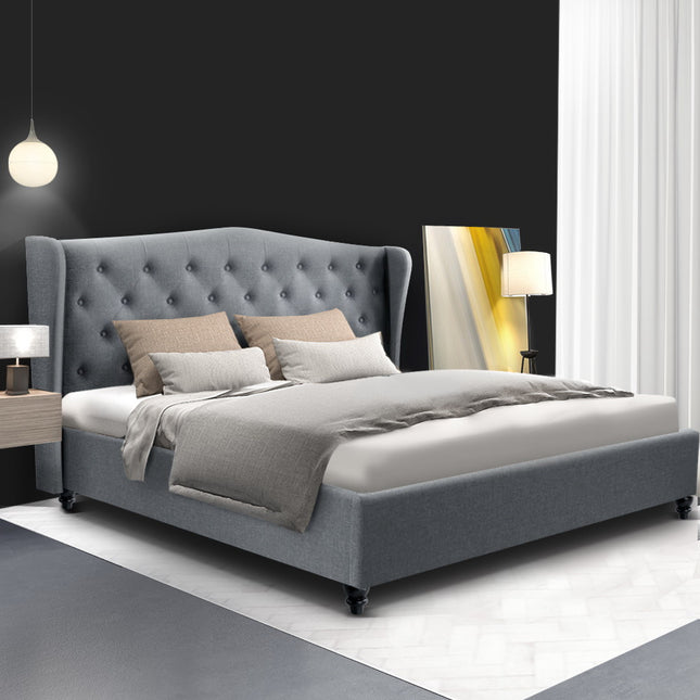 Artiss Bed Frame King Size Grey PIER.