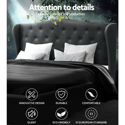 Artiss Bed Frame Queen Size Charcoal PIER.