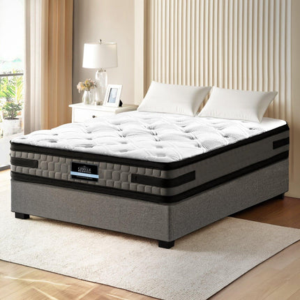 Artiss Bed Frame with 36cm Giselle Mattress Set King Single Gas Lift Base Grey.