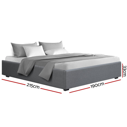 Artiss Bed Frame King Size Gas Lift Base Grey TOKI.