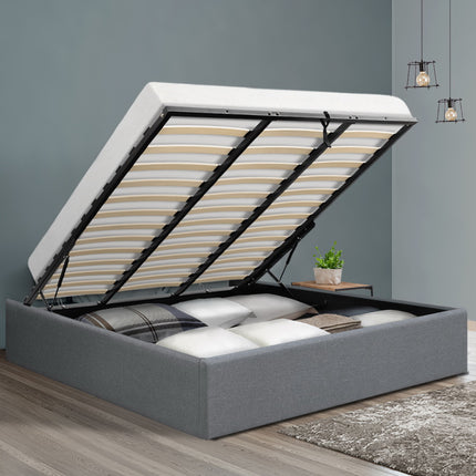 Artiss Bed Frame King Size Gas Lift Base Grey TOKI.