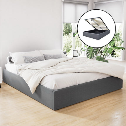 Artiss Bed Frame King Size Gas Lift Base Grey TOKI.