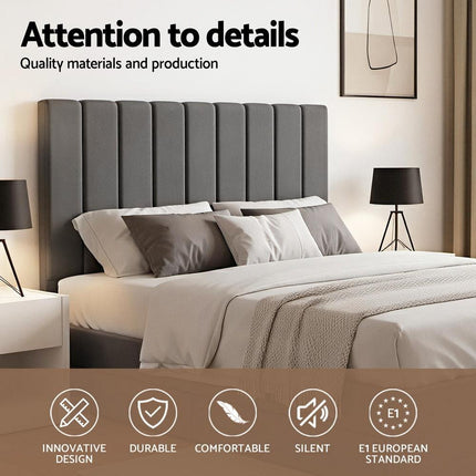 Artiss Double Bed Frame with Storage Grey Velvet Headboard Gas Lift Platform Base.