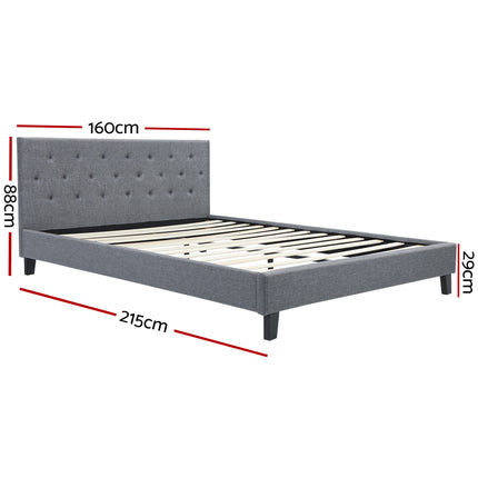 Artiss Bed Frame Queen Size Grey VANKE.