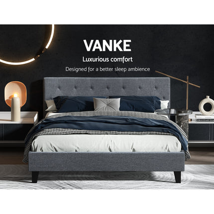 Artiss Bed Frame Queen Size Grey VANKE.