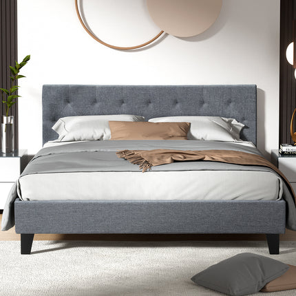 Artiss Bed Frame Queen Size Grey VANKE.