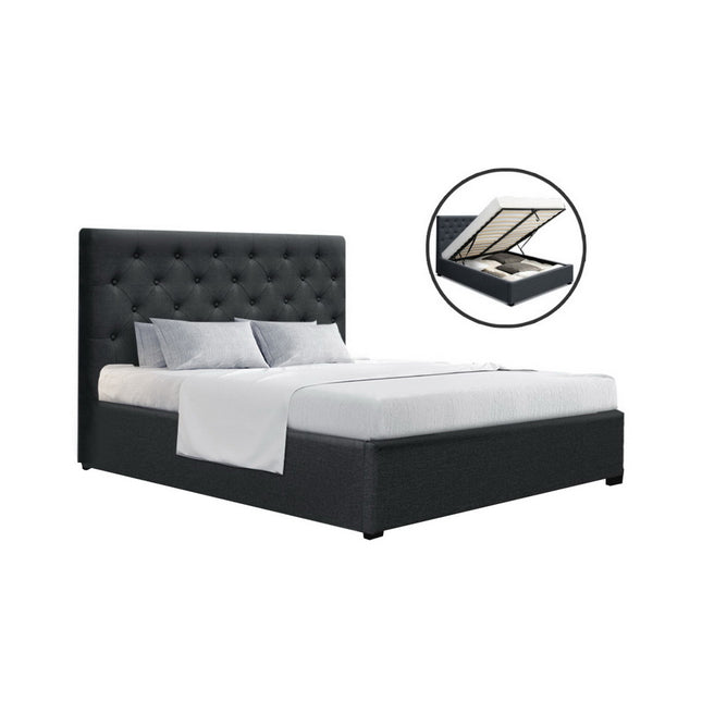 Artiss Bed Frame Double Size Gas Lift Charcoal VILA.