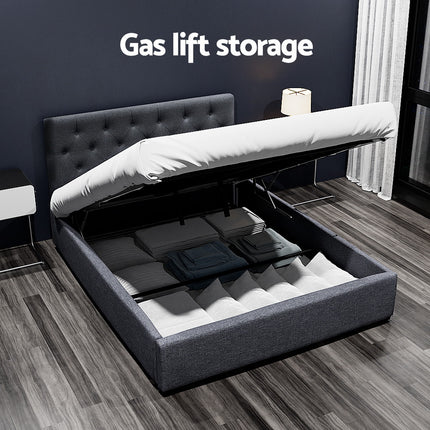 Artiss Bed Frame Double Size Gas Lift Charcoal VILA.