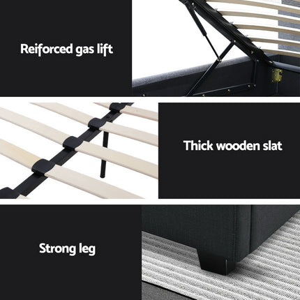 Artiss Bed Frame Double Size Gas Lift Charcoal VILA.