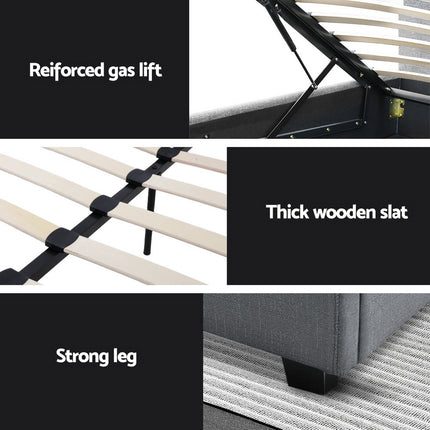 Artiss Bed Frame Double Size Gas Lift Grey VILA.