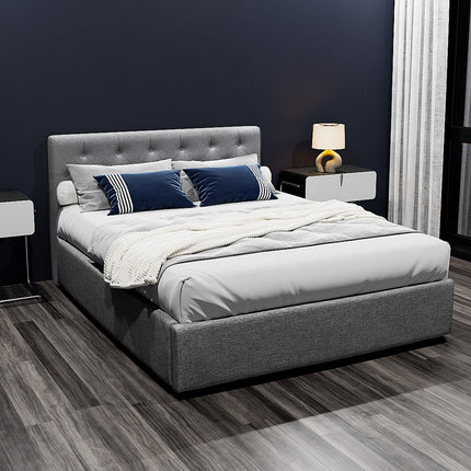 Artiss Bed Frame Double Size Gas Lift Grey VILA.