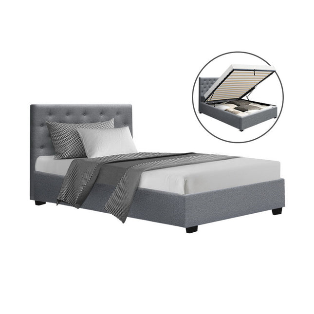 Artiss Bed Frame King Single Size Gas Lift Grey VILA.