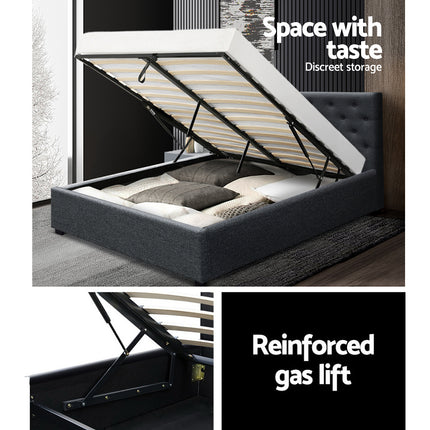 Artiss Bed Frame Queen Size Gas Lift Charcoal VILA.