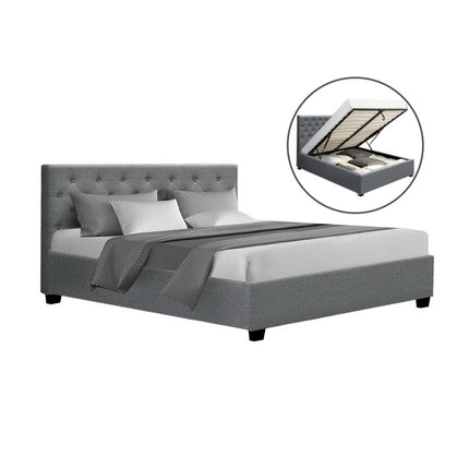 Artiss Bed Frame Queen Size Gas Lift Grey VILA.