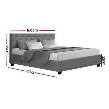 Artiss Bed Frame Queen Size Gas Lift Grey VILA.
