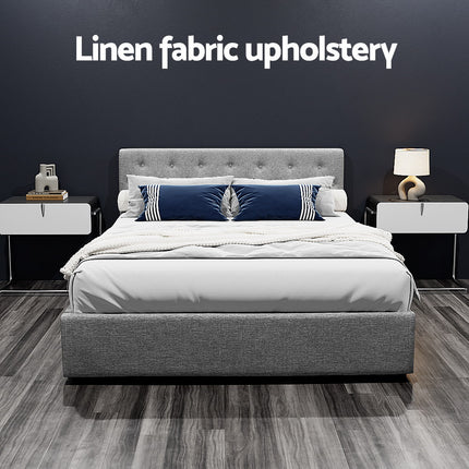 Artiss Bed Frame Queen Size Gas Lift Grey VILA.
