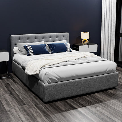 Artiss Bed Frame Queen Size Gas Lift Grey VILA.