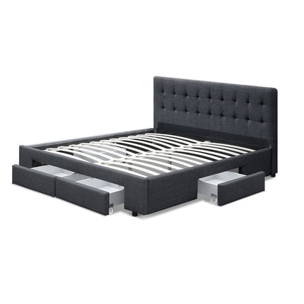 Artiss Bed Frame Double Size with 4 Drawers Grey AVIO.