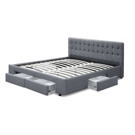 Artiss Bed Frame Queen Size with 4 Drawers Grey AVIO.