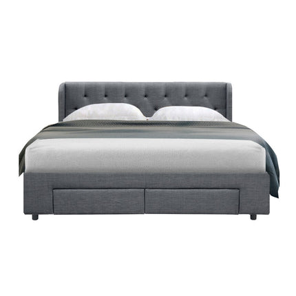 Artiss Bed Frame Queen Size with 4 Drawers Charcoal MILA.