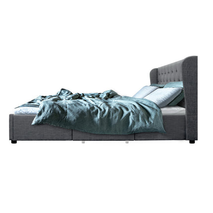 Artiss Bed Frame Queen Size with 4 Drawers Charcoal MILA.
