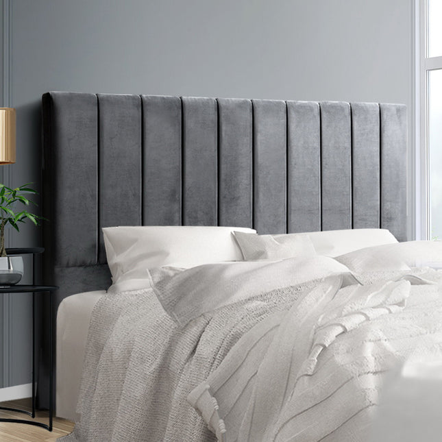Artiss Bed Head Headboard King Velvet - VELA Grey.