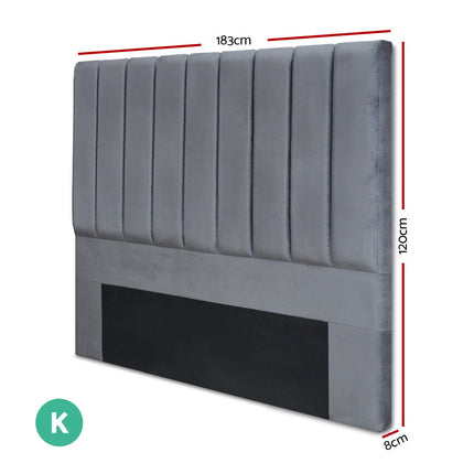 Artiss Bed Head Headboard King Velvet - VELA Grey.