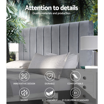 Artiss Bed Head Headboard Queen Velvet - VELA Grey.