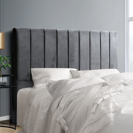 Artiss Bed Head Headboard Queen Velvet - VELA Grey.