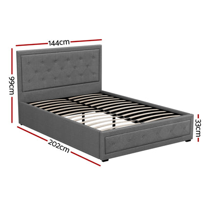 Artiss Bed Frame Double Size Gas Lift Grey TIYO.