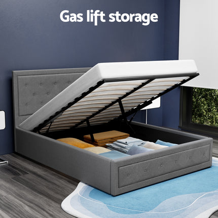 Artiss Bed Frame Double Size Gas Lift Grey TIYO.