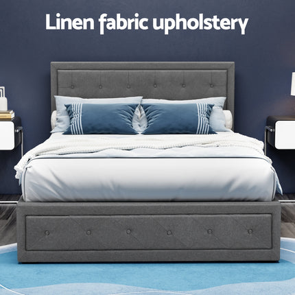 Artiss Bed Frame Double Size Gas Lift Grey TIYO.