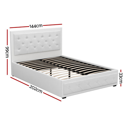 Artiss Bed Frame Double Size Gas Lift White TIYO.