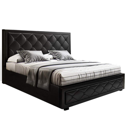 Artiss Bed Frame Double Size Gas Lift Black TIYO.