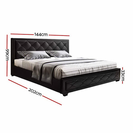 Artiss Bed Frame Double Size Gas Lift Black TIYO.