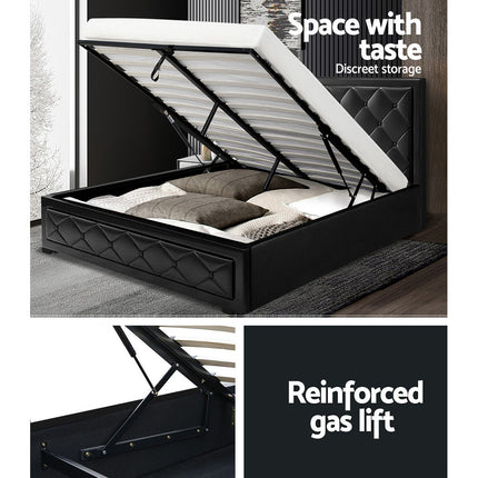 Artiss Bed Frame Double Size Gas Lift Black TIYO.
