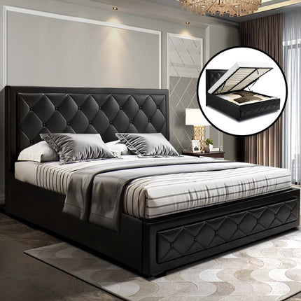Artiss Bed Frame Double Size Gas Lift Black TIYO.