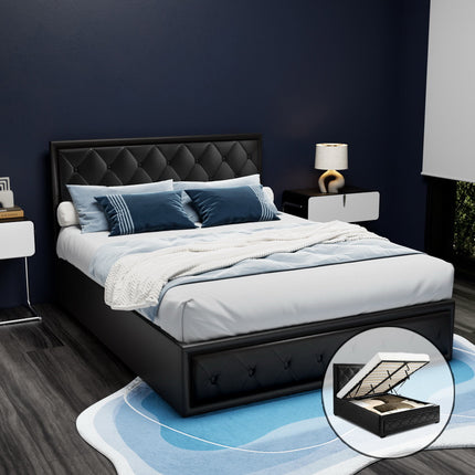 Artiss Bed Frame Double Size Gas Lift Black TIYO.