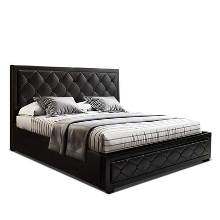 Artiss Bed Frame Queen Size Gas Lift Black TIYO.